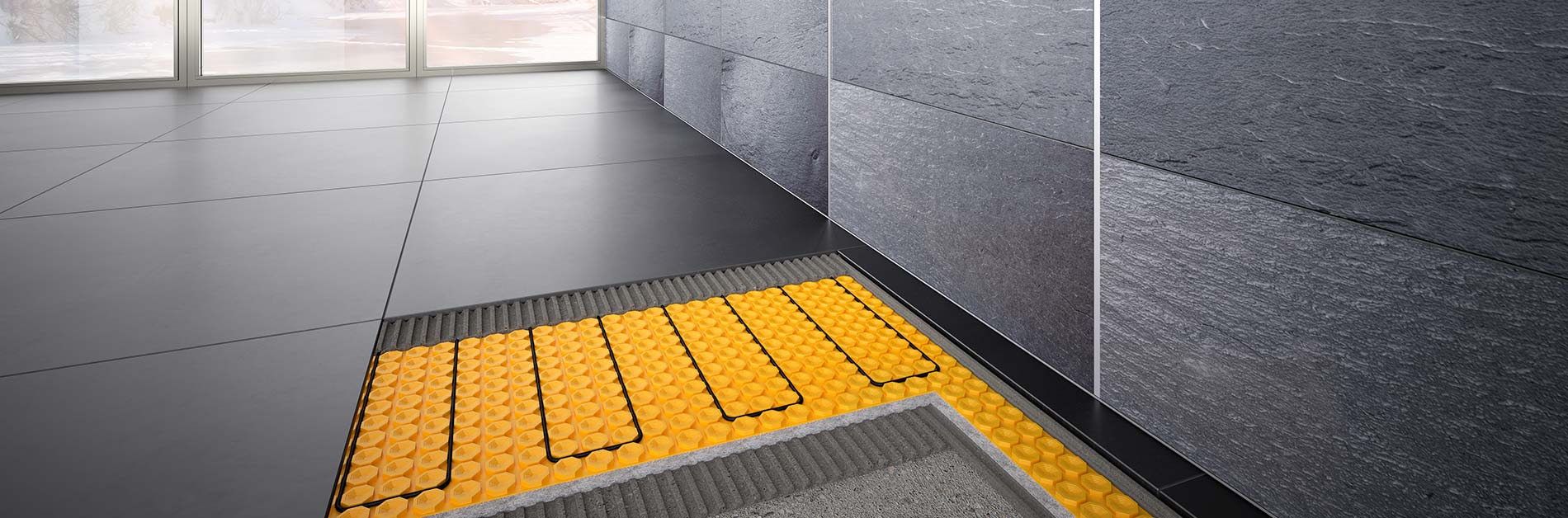 Fussbodenheizungen in Wänden und dem Boden verlegen